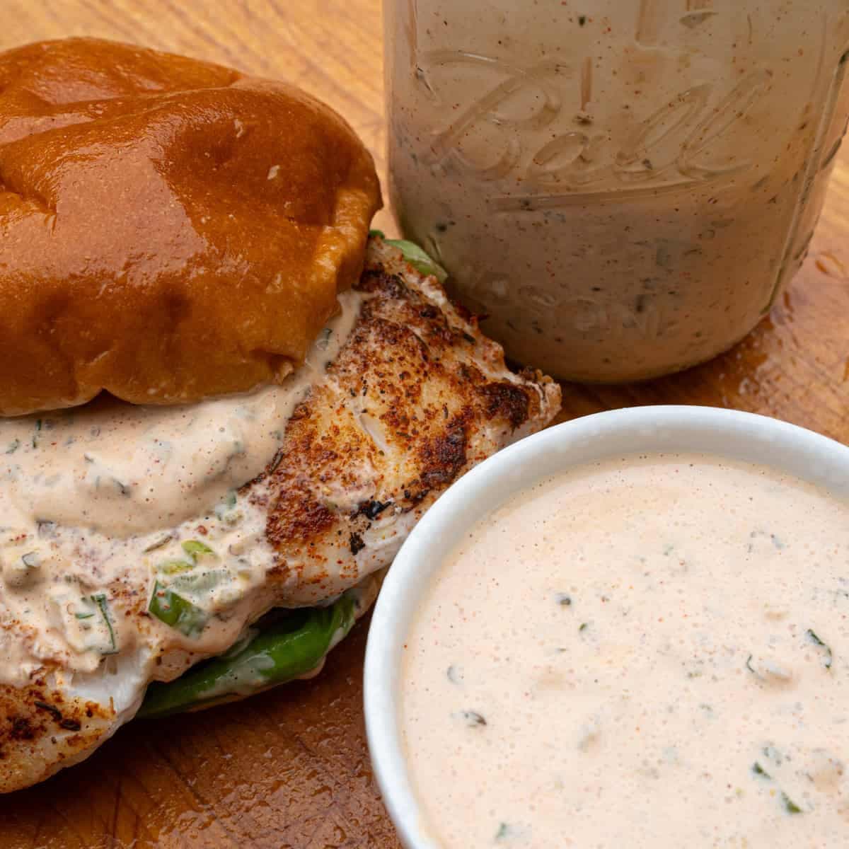 Blackened Grouper Sandwich with Creole Tartar Sauce