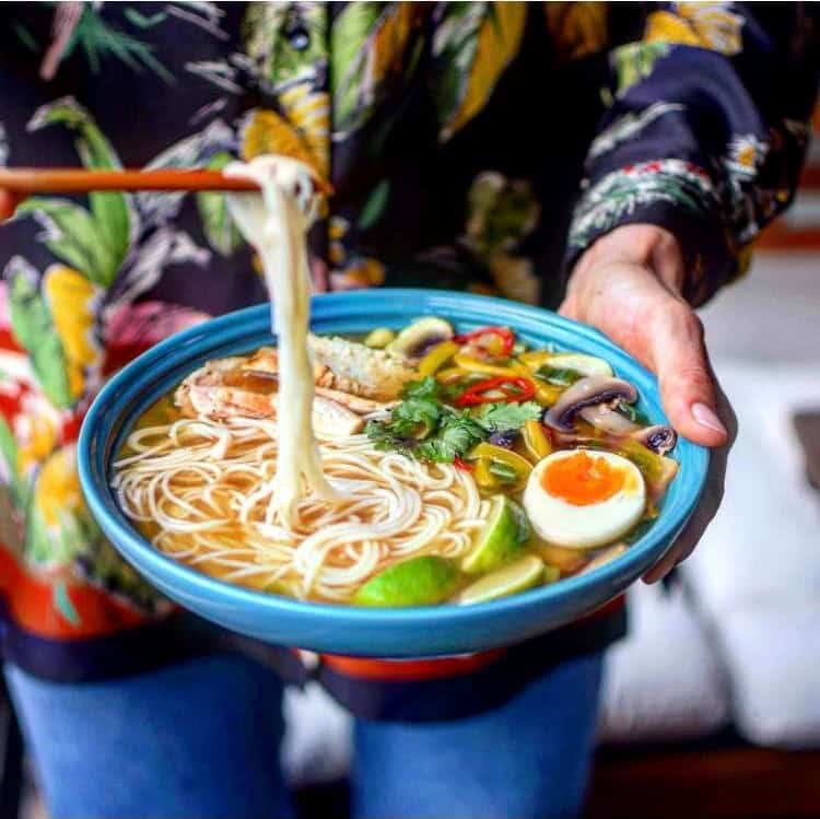 Japanese Ramen with Chicken and Greens